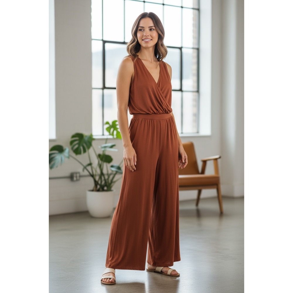 Womens‎ Jumpsuit Wide Leg Sleeveless V Neck Casual Summer Beach Romper